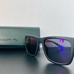 Authentic LACOSTE Black and Matte Grey Unisex Sunglasses - New with Packaging